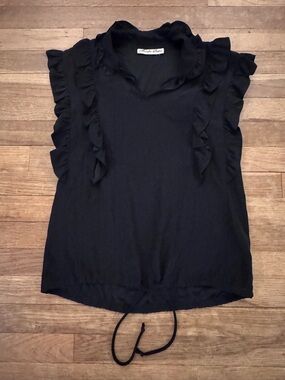 Hunter Dixon Women's Black Ruffle Sleeveless Top - Size Small
 b23